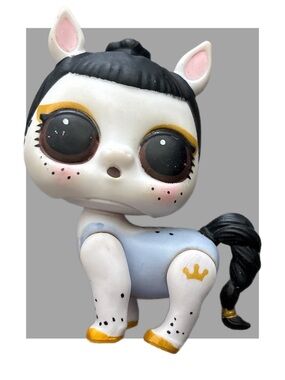 Mini White and Black Pony “Neigh Majesty” Collectible - Gold Accent